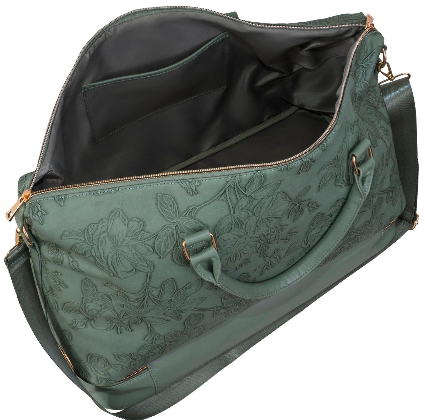 Ellen Tracy 20 Inch Floral Embossed Faux Leather Drop Bottom Duffel