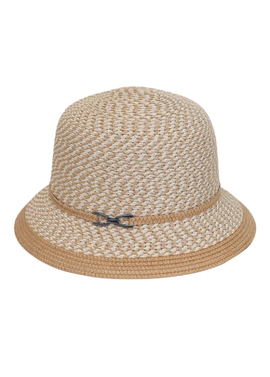 Magid Two Tone Metal Accent Straw Bucket  Sun Hat