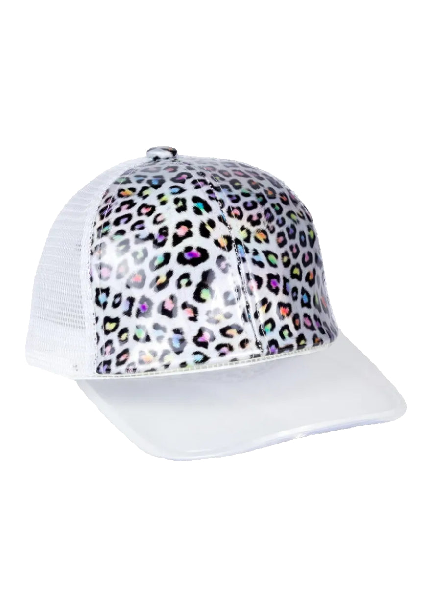 Magid Patent Leopard Print Acrylic Brim Baseball Cap