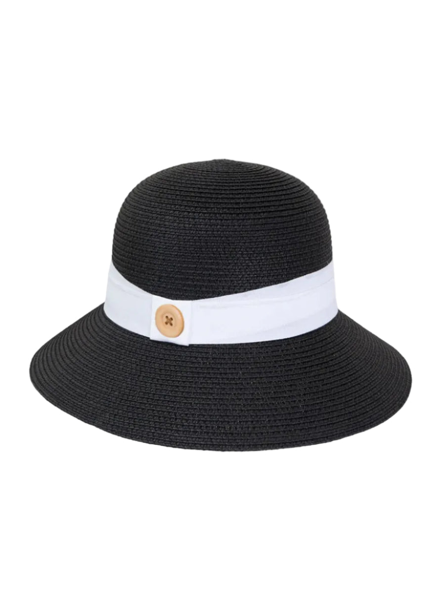 Magid Straw Button Ribbon Bucket Hat