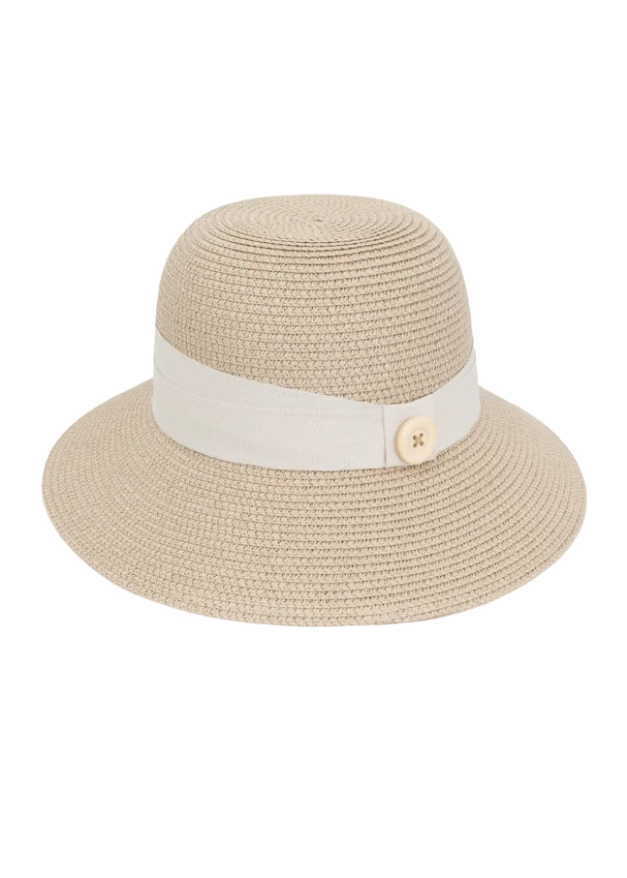 Magid Straw Button Ribbon Bucket Hat
