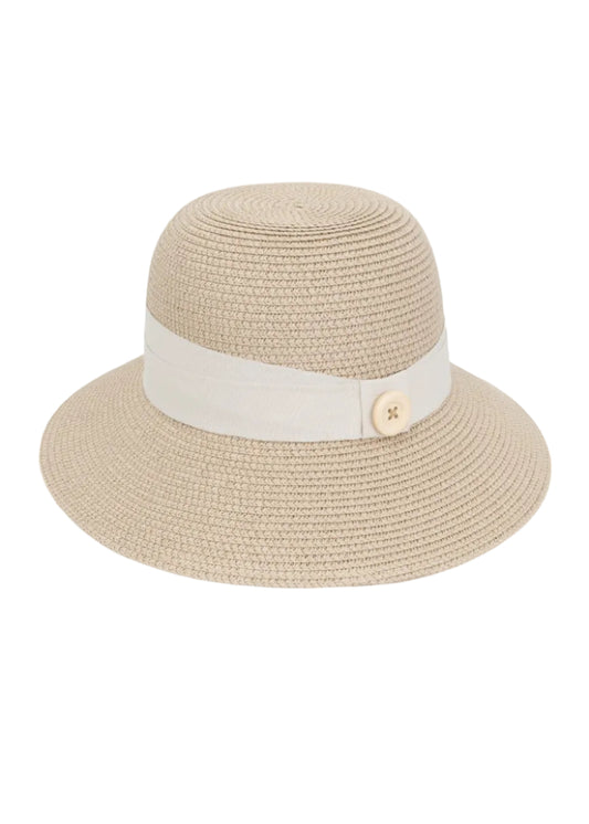Magid Straw Button Ribbon Bucket Hat