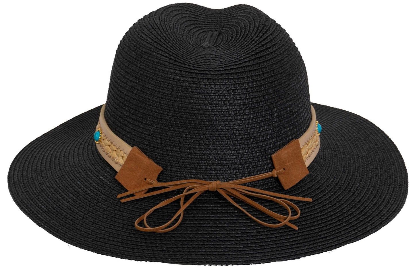 Magid Beaded & Braided Crown Straw Panama Hat