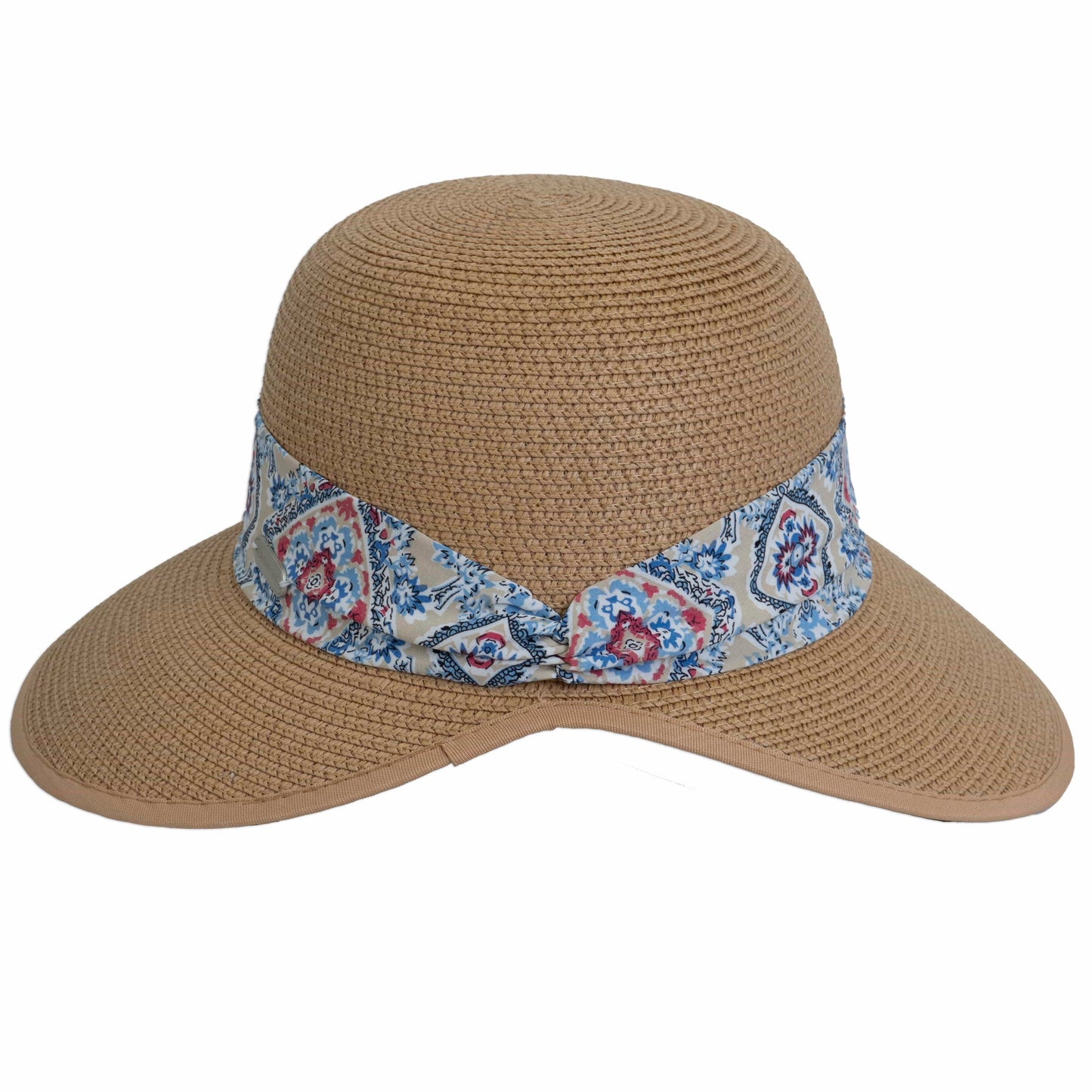 Magid Geometric Print Ribbon Straw Garden Hat
