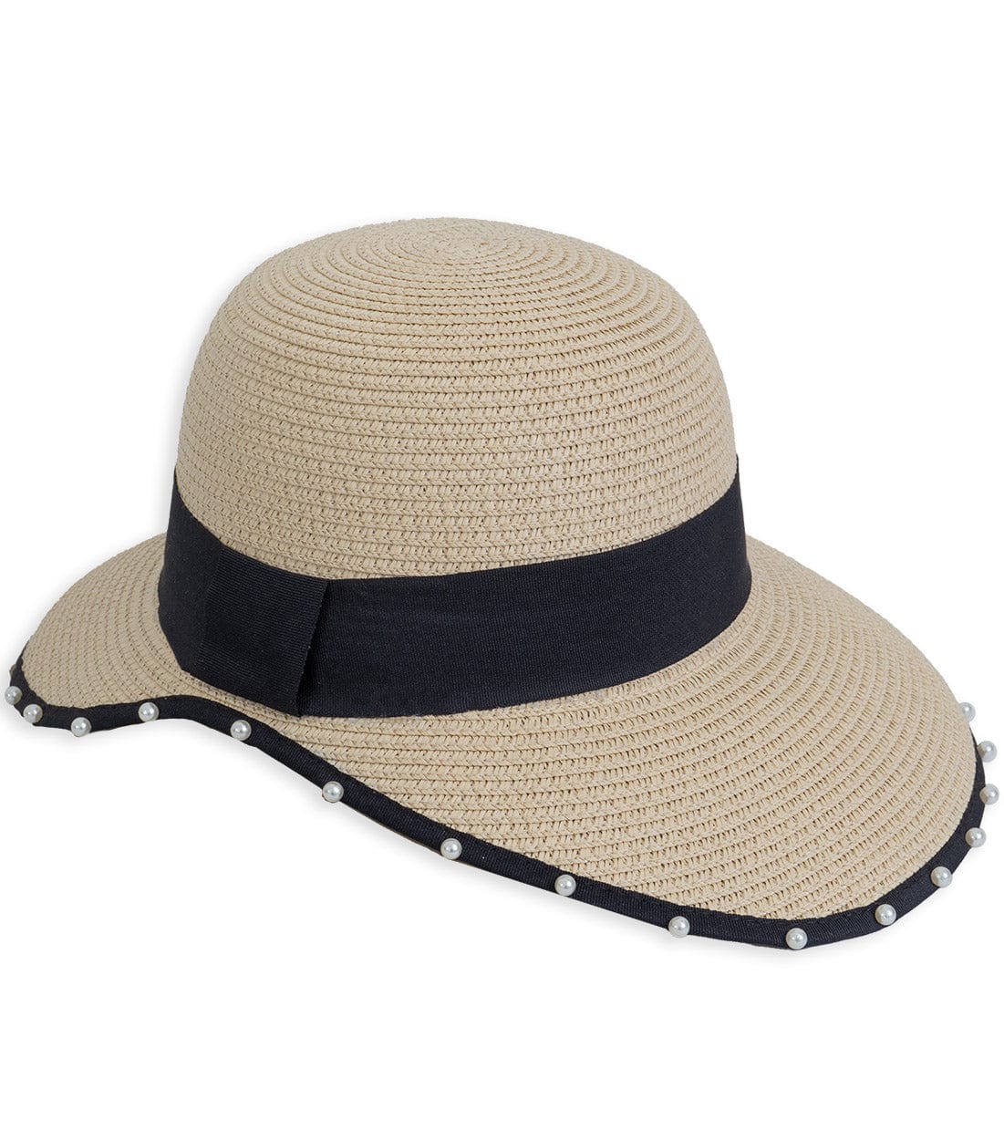 Magid Pearl Brim Ribbon Straw Garden Hat