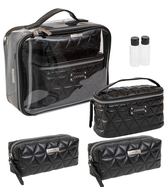 Joan & David The Triangle Quilted 4 Piece Cosmetic Bag Set