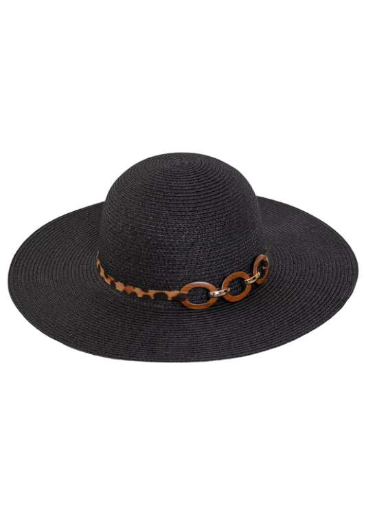 Max Studio Leopard Jewlery Straw Floppy