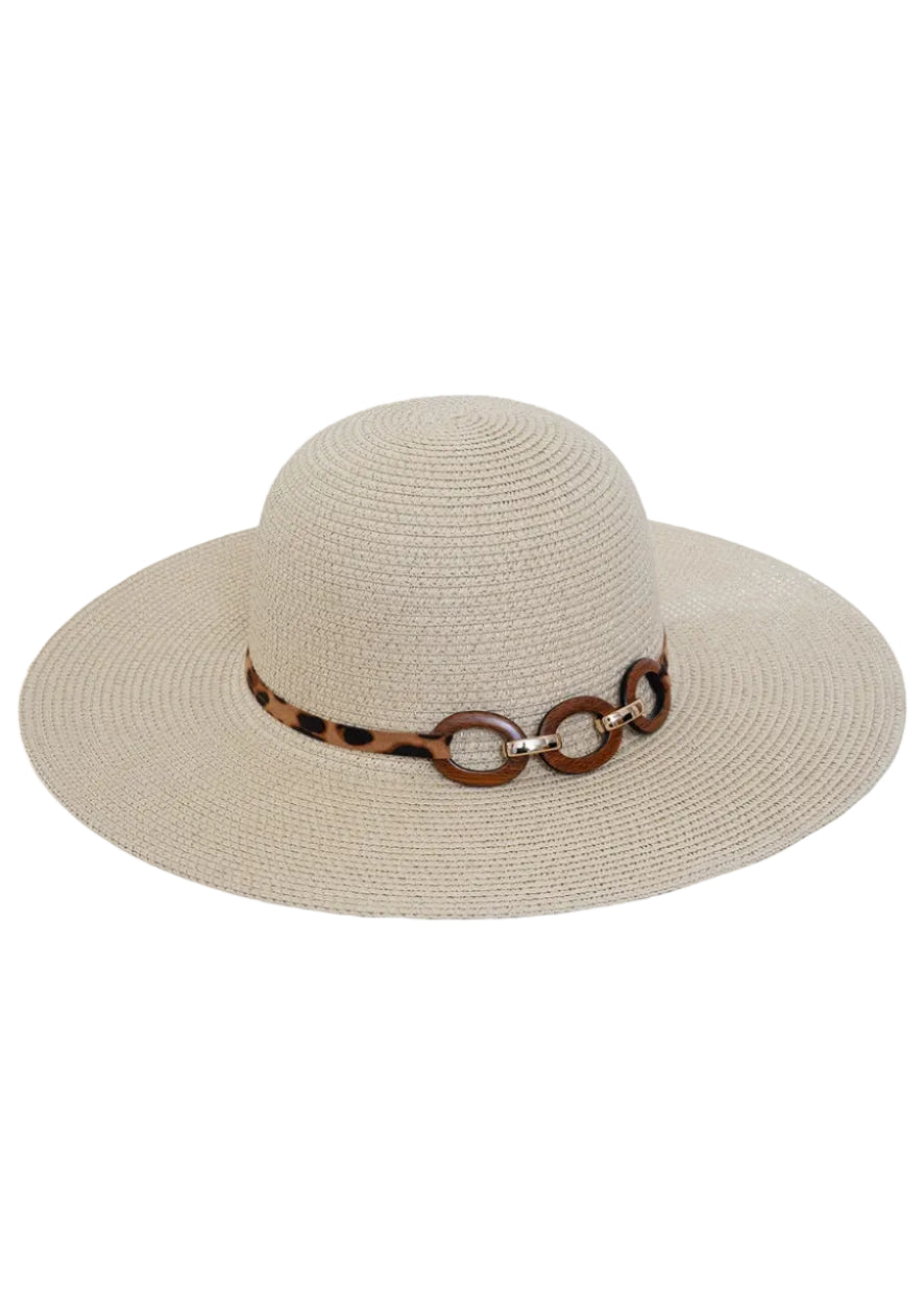 Max Studio Leopard Jewlery Straw Floppy