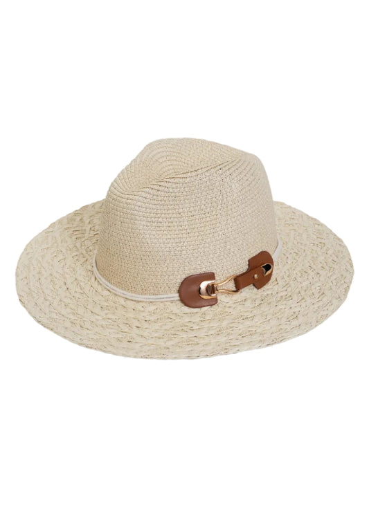 Max Studio Straw Buckle Panama Hat
