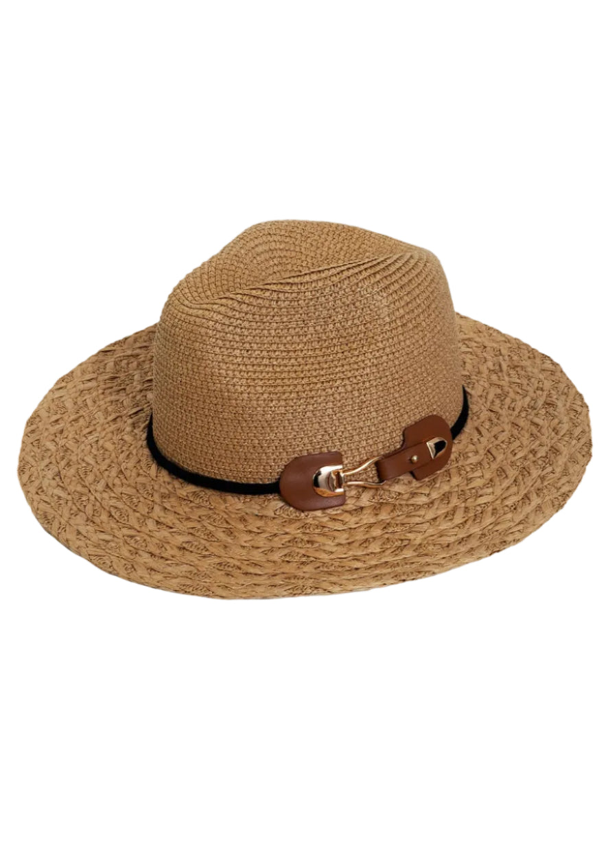 Max Studio Straw Buckle Panama Hat
