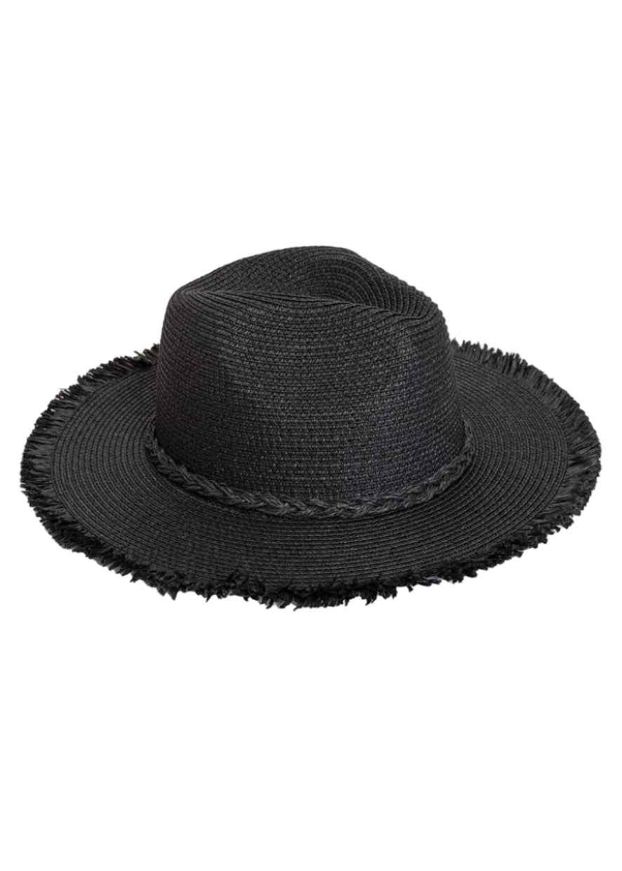 Max Studio Fringe Brim Straw Panama Hat