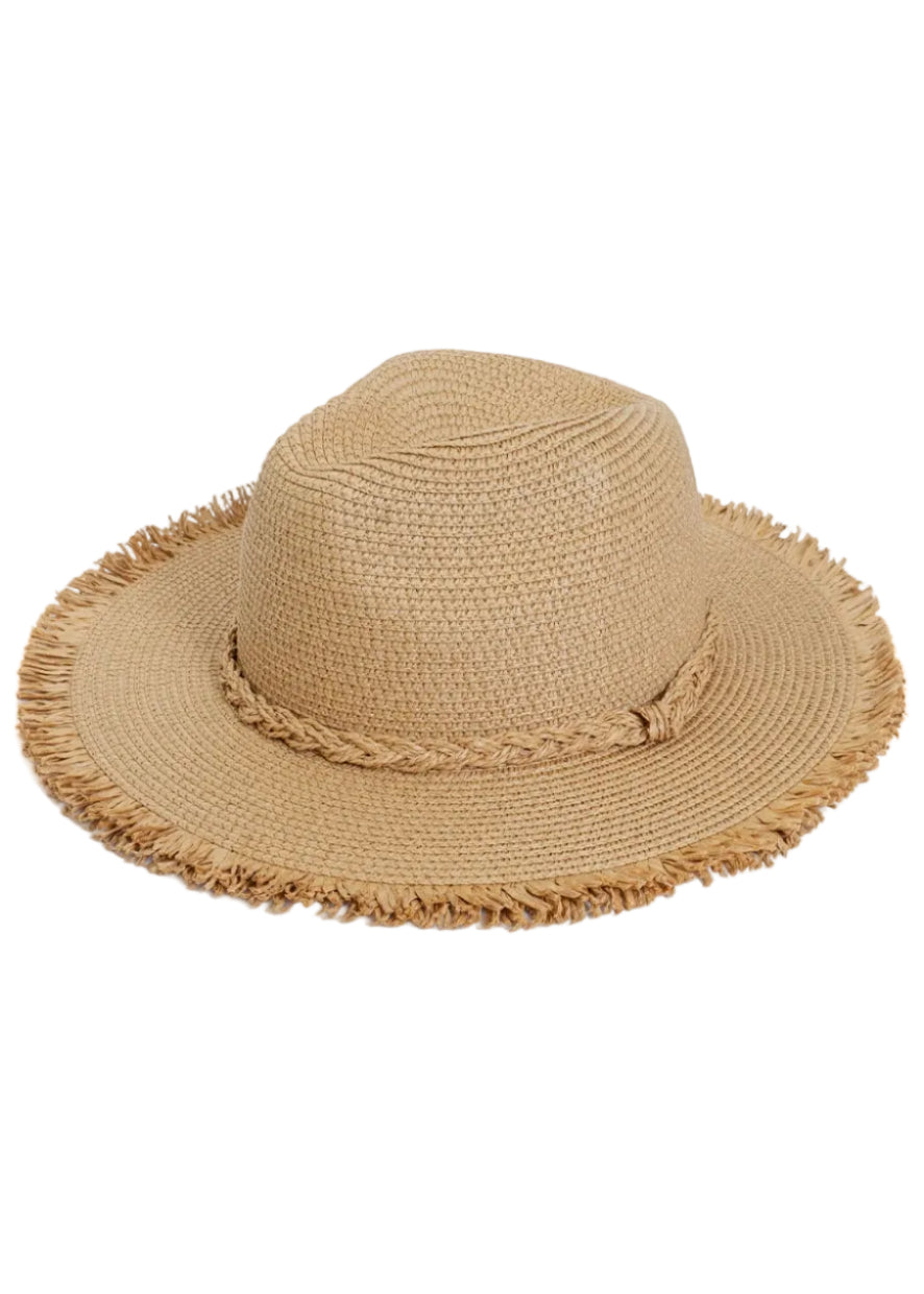 Max Studio Fringe Brim Straw Panama Hat