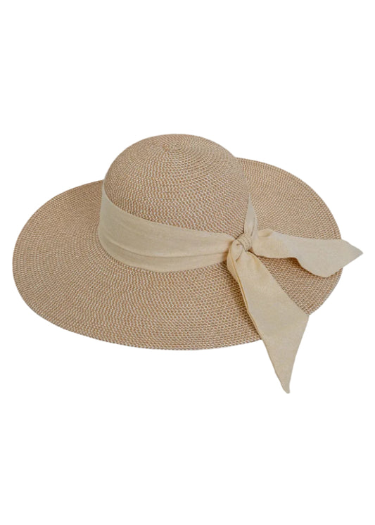 Max Studio Straw Linen Bow Floppy