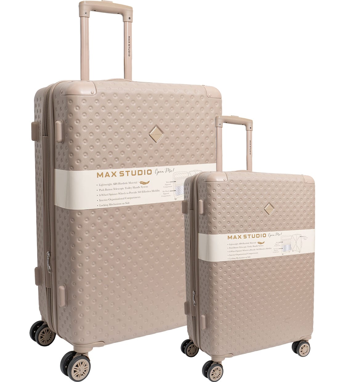 Max Studio Tonal Tufted ABS 2-Piece Hard-Sided Luggage Set