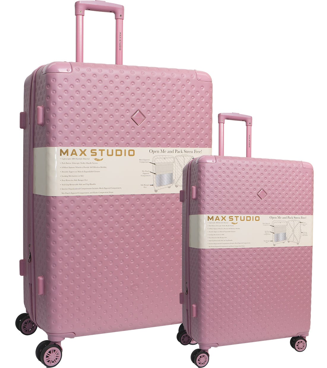 Max Studio Tonal Tufted ABS 2-Piece Hard-Sided Luggage Set