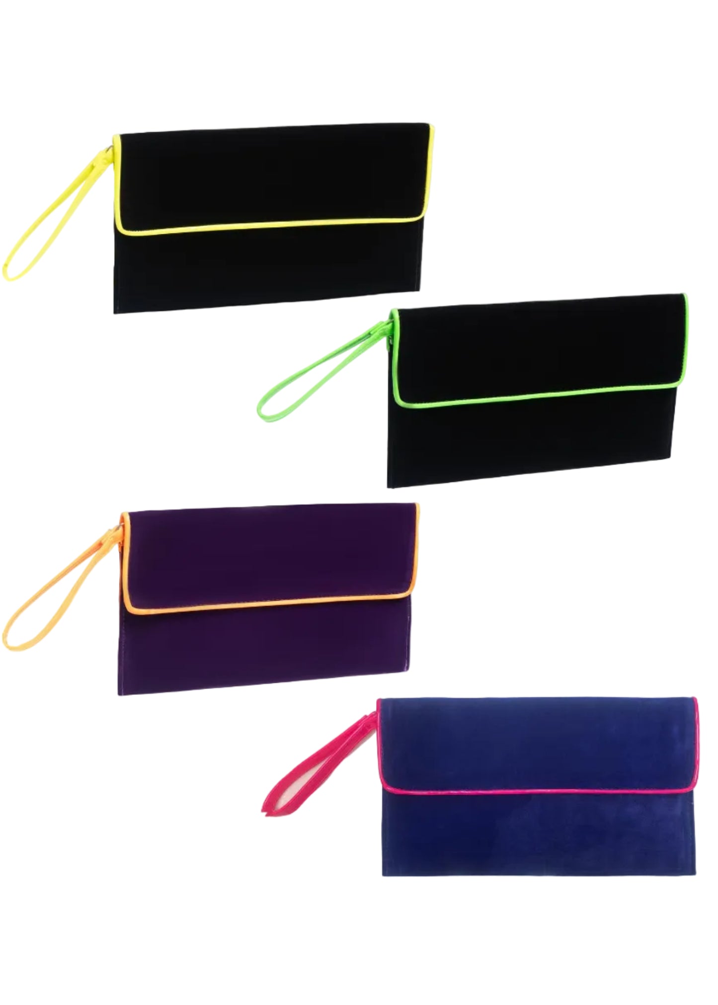 Giannini 4 Pack Velvet & Neon Large Clutch Wristlet Pouch